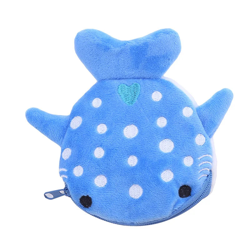 Mignon dessin animé baleine requin porte-monnaie Kawaii portefeuille Portable en peluche sac à monnaie clé écouteur pièce organisateur pochette fermeture éclair sac enfants cadeau