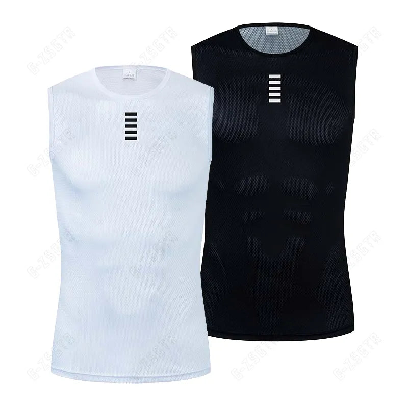 Capa Base de ciclismo, ropa interior reflectante, Jersey de ciclismo blanco, chaleco deportivo, camiseta interior para hombre, chaleco elástico de secado rápido, Jersey de bicicleta de carretera