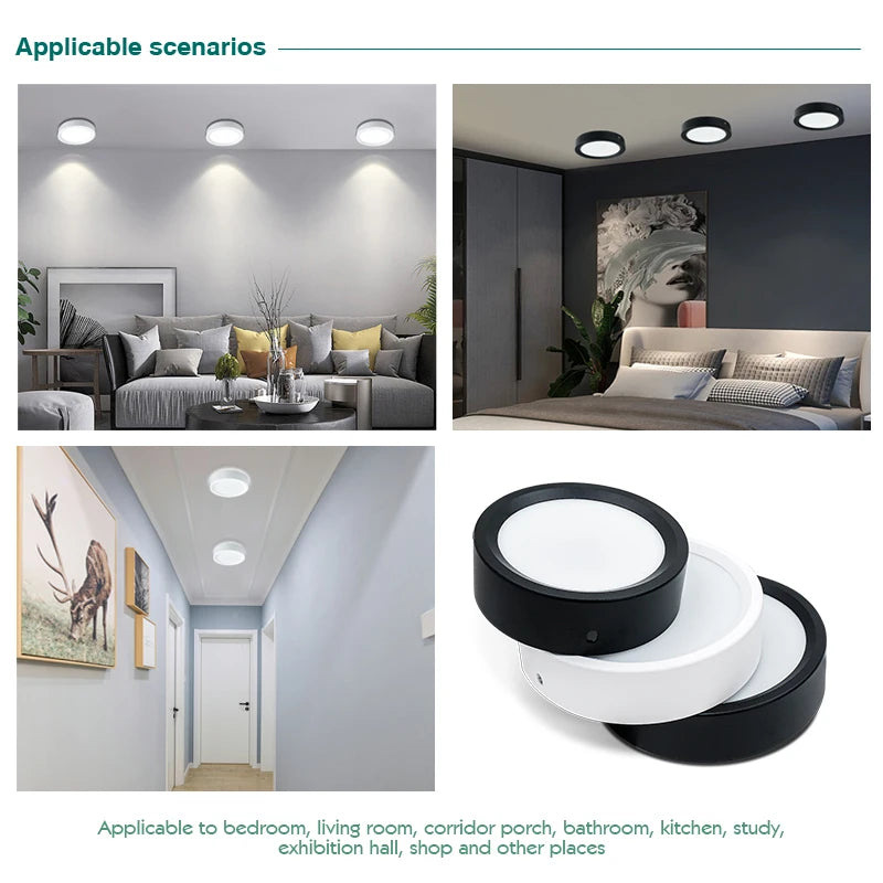 10 unids/lote Led Downlight 220V lámpara de techo 9W 12W 15W 18W Panel montado en superficie iluminación accesorio de cocina para decoración del hogar de la habitación