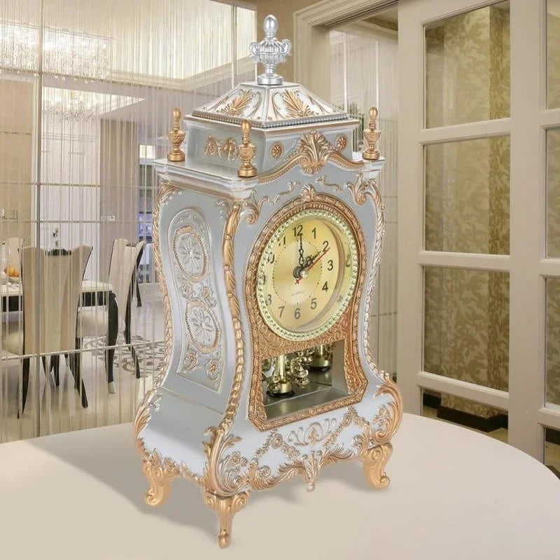 Desk Alarm Clock Vintage Clock Classical Royalty Sitting Room Desk Imperial Furnishing Creative Sit Pendulum Clock