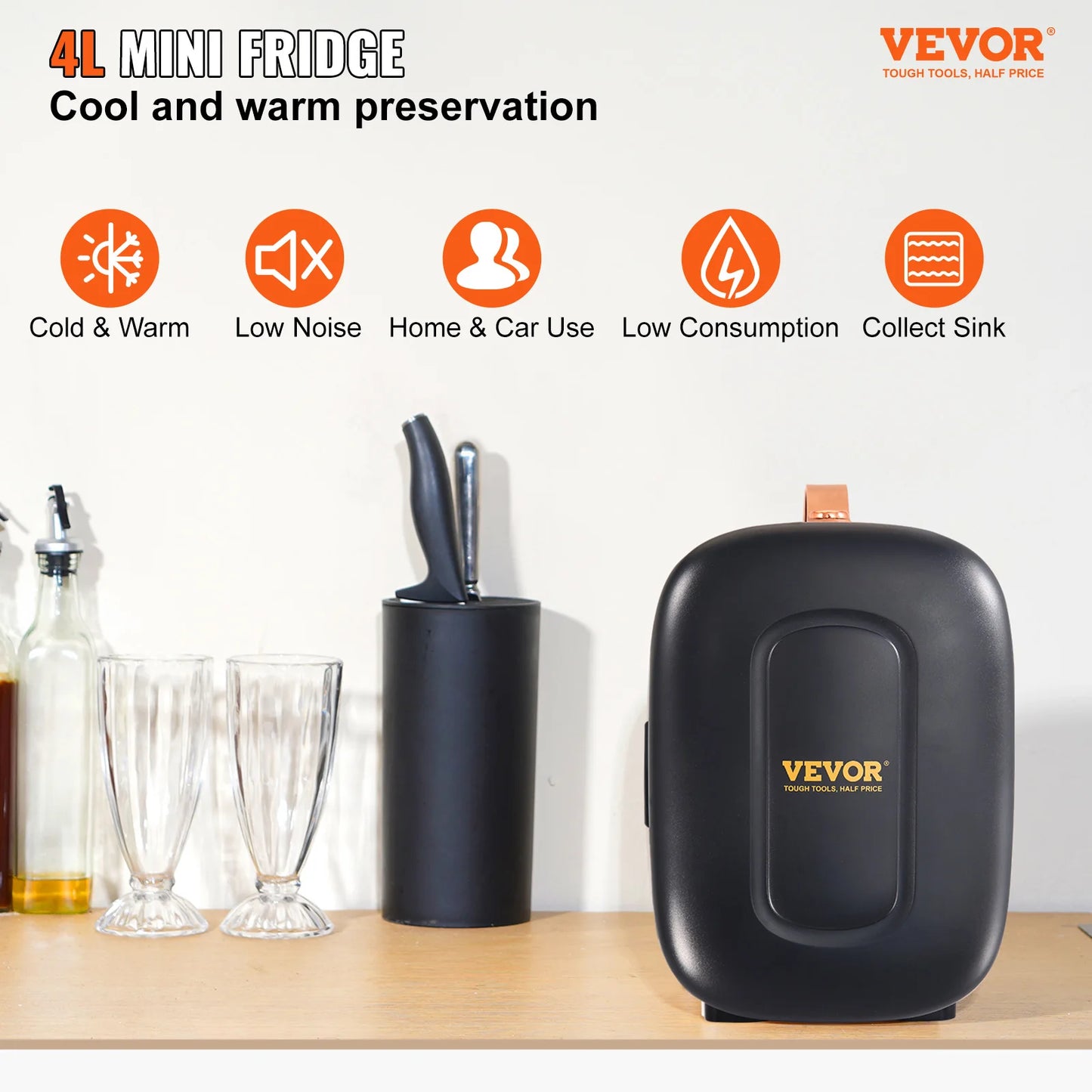 VEVOR 4L Mini bureau réfrigérateur voiture réfrigération garder plus frais Portable cosmétiques chaud chaleur masque boisson pour ménage dortoir maison