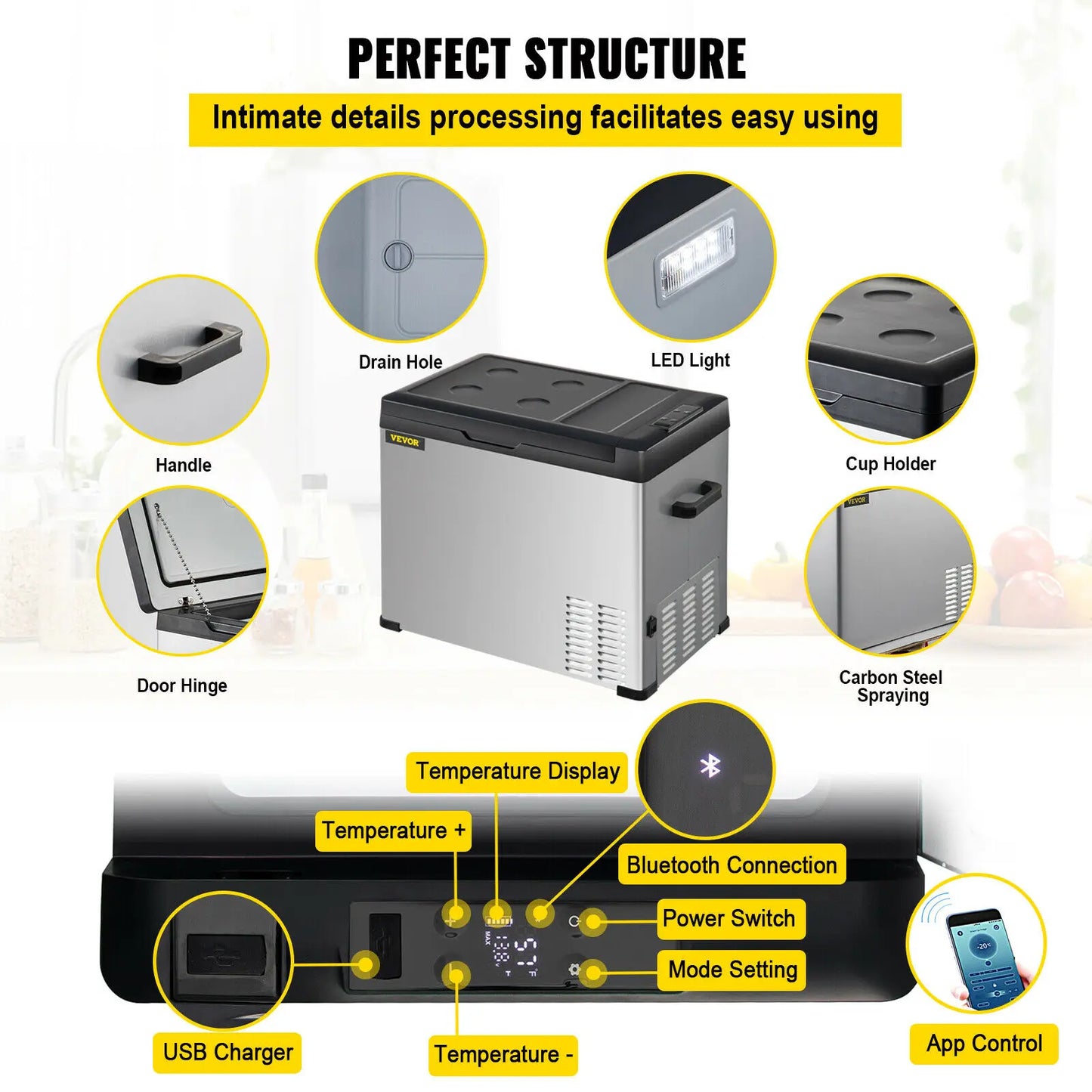 VEVOR 30L 40L 50L Mini refrigerador para coche refrigerador portátil congelador 12/24V DC 110-240 AC para exteriores RV barco Camping uso de viaje