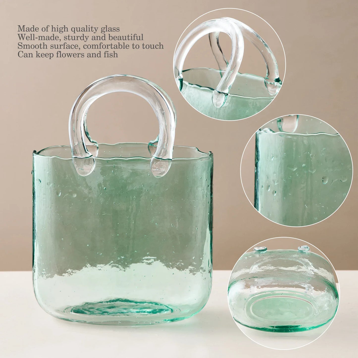 Vase hydroponique Transparent Portable, sac à main, décoration de maison, ornement artistique d'intérieur, décorations de bureau, pot de fleurs en verre