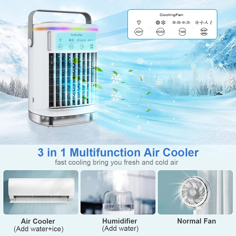 Aire acondicionado portátil Mini enfriador de aire ventilador de aire acondicionado USB 700ml ventilador de refrigeración de aire de agua helada con humidificador para dormitorio