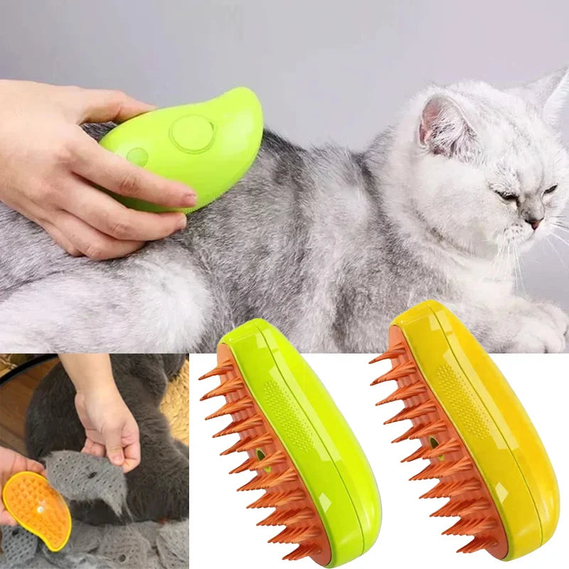 Brosse à vapeur électrique pour chat, Spray d'eau, peigne pour animaux de compagnie, en Silicone souple, épilation, bain, brosse à cheveux, fournitures de toilettage