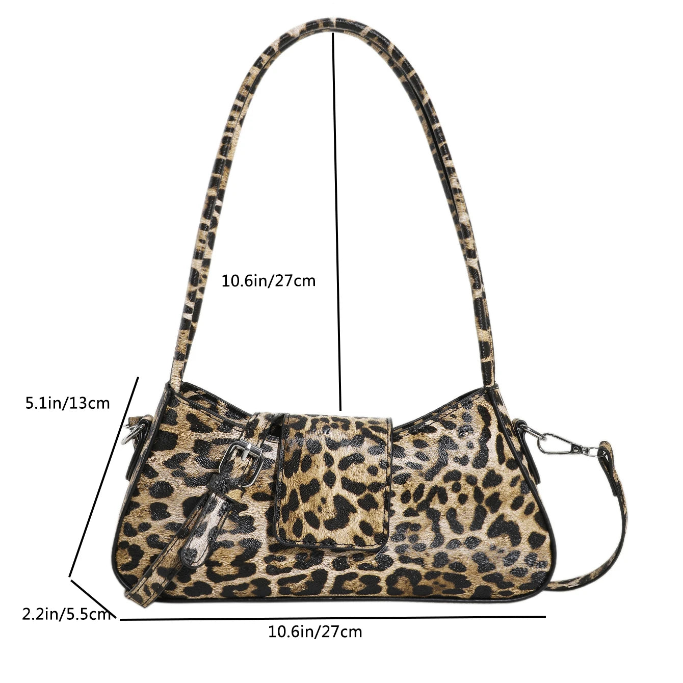 Bolso de estilo francés para mujer, bolso de mano de leopardo marrón y negro, bolso de mano para mujer, bolsos cruzados de cuero PU Vintage versátiles