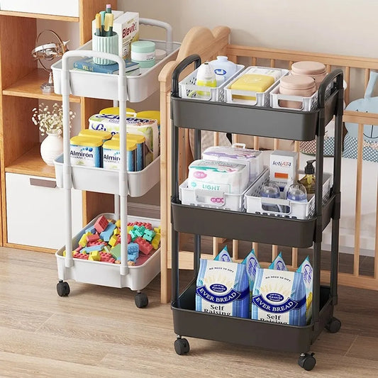 Support de rangement Mobile, chariot de cuisine, salle de bains, chambre à coucher, support de stockage de collations à plusieurs étages avec roulettes, organisateur d'accessoires pour la maison