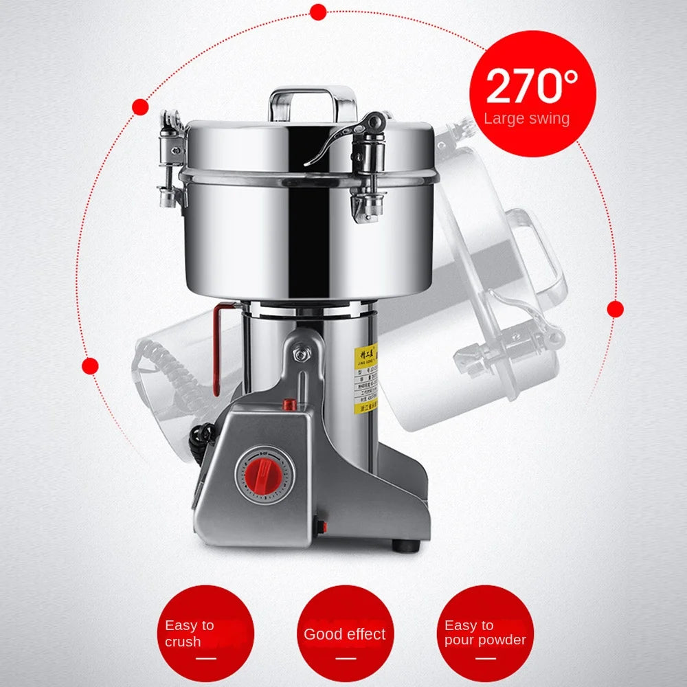 Molinillo Eléctrico de Grano, pulverizador de acero inoxidable, máquina de polvo para hierbas secas, granos, especias, cereales, café, maíz, 800G