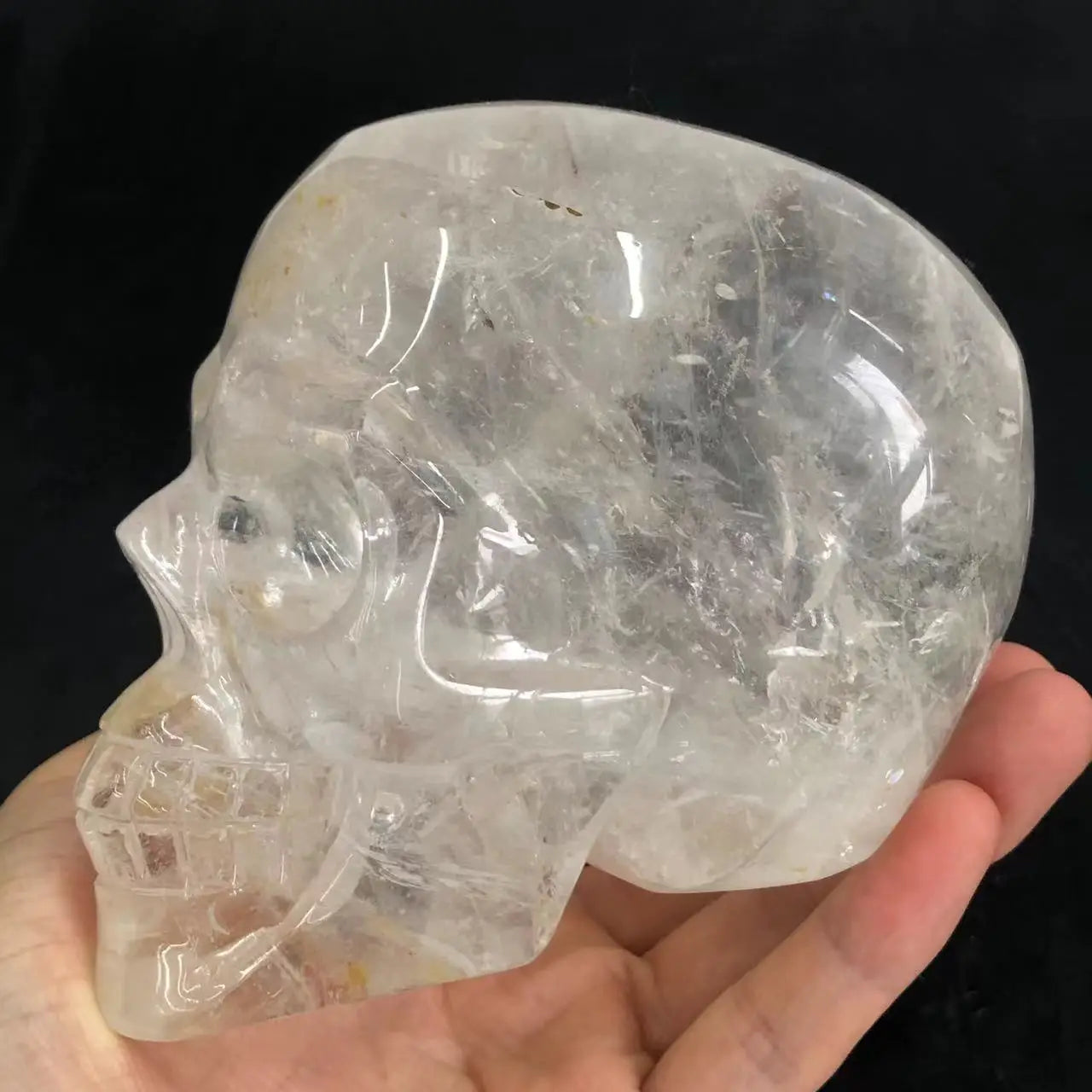 1.0-1.2kg Natural Stones Crystal Skull Statue clear Quartz Stone Carved Energy Ore Mineral Healing Crystals Figurine Home Decore