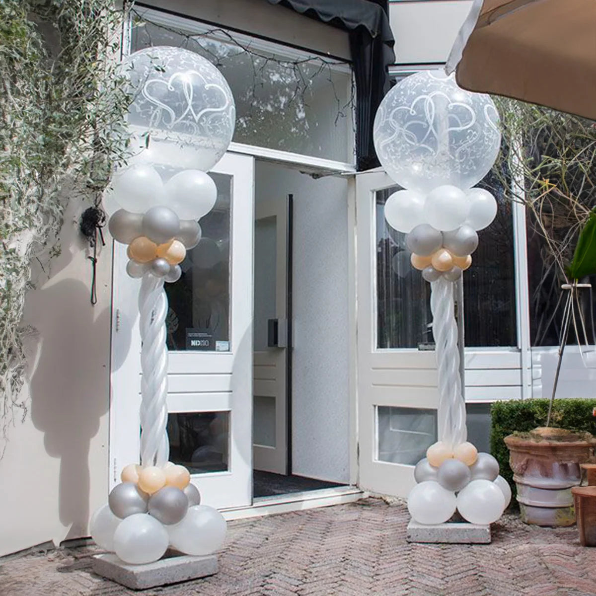 Juego de soporte de columna para globos ajustable, soporte de Metal para globos con Base de plástico para decoración de boda, fiesta de cumpleaños y Baby Shower, 1/2