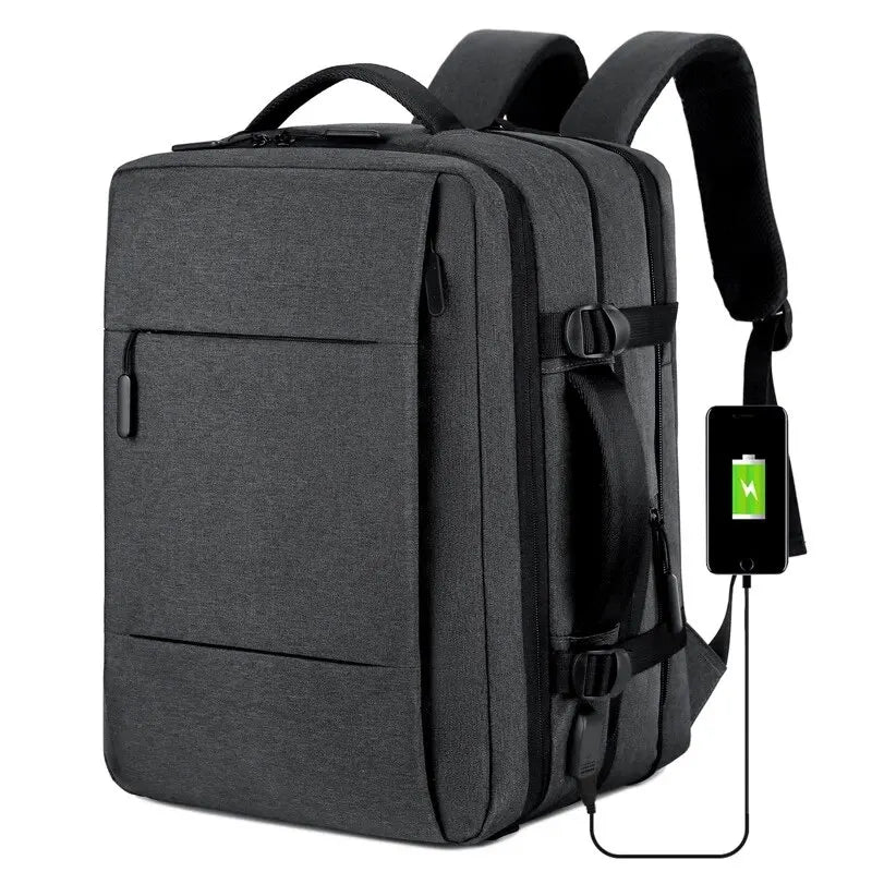 Mochila de viaje clásica para hombre, mochila de negocios, escuela, bolsa USB expandible, mochila de moda impermeable para ordenador portátil de gran capacidad