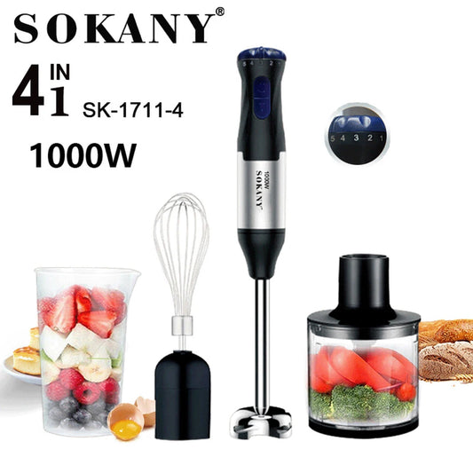 Kitchen 1000W 4 In 1 Multi-functional Mixer Home Blender Baby Food Cooking Stick Machine Handhold Juicer Meat Grinder Egg Whisk