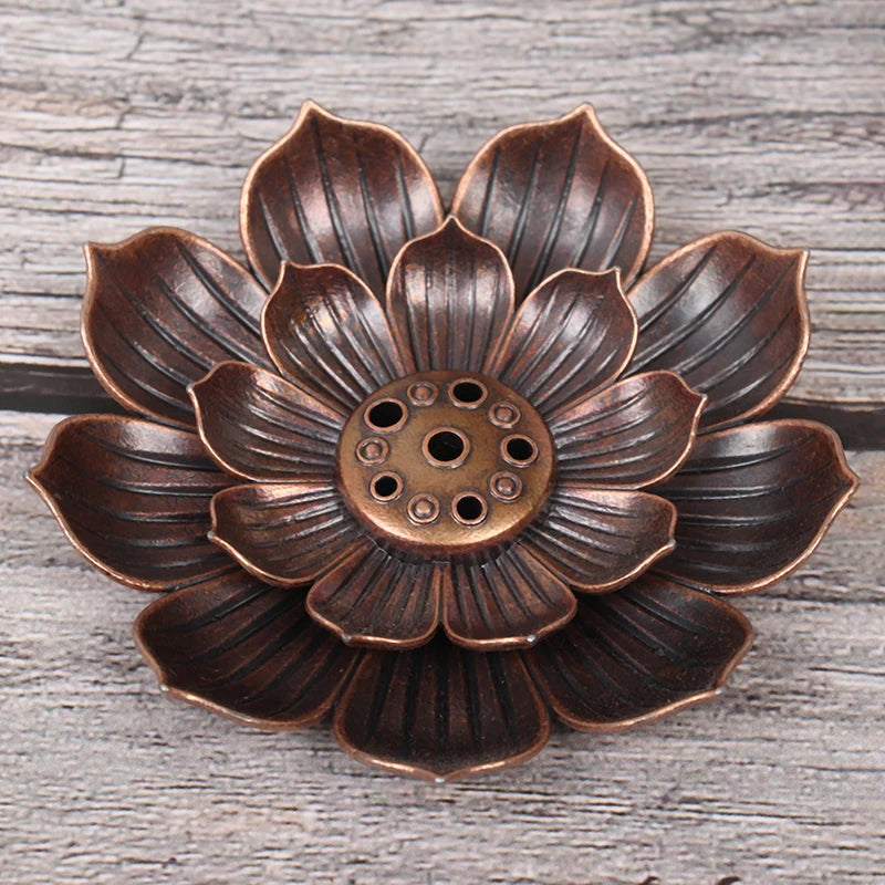 Nouveau 1PC alliage brûleur d'encens bâton support plaque bouddhisme Lotus encensoir Bronze capucine brûleur d'encens