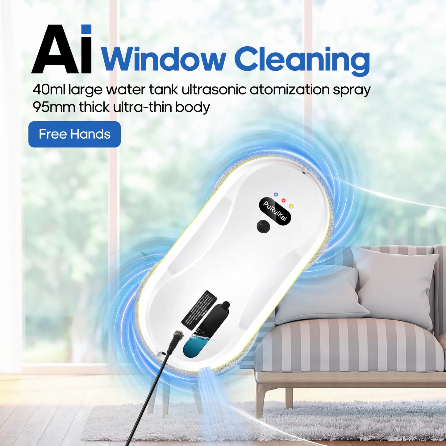 Robot aspirador automático de limpieza por pulverización de agua para ventanas del hogar, limpiaparabrisas eléctrico con control remoto, limpiaparabrisas de vidrio para el hogar