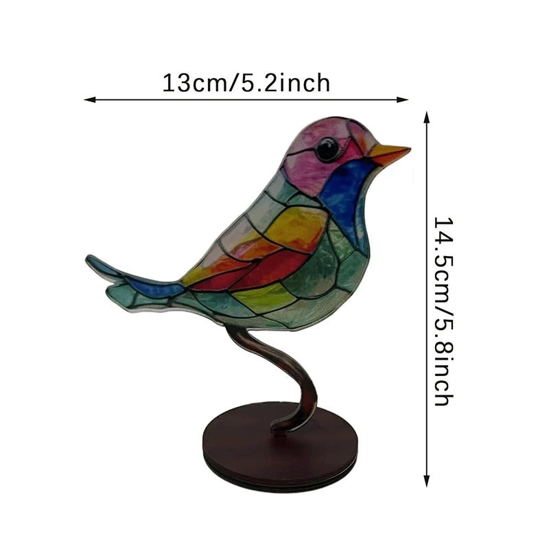 1/2/3pcs Stained Acrylic Birds on Branch Desktop Ornaments, Double Sided Multicolor Style Craft Statue Ornaments