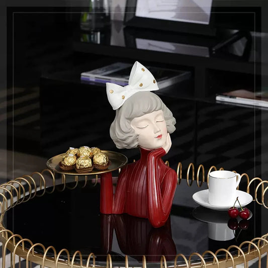 Estatua de niña bonita 3D, decoración del hogar, estatuilla en miniatura, nórdico moderno, escultura, decoración de mesa, sala de estar, decorativa, almacenamiento de escritorio