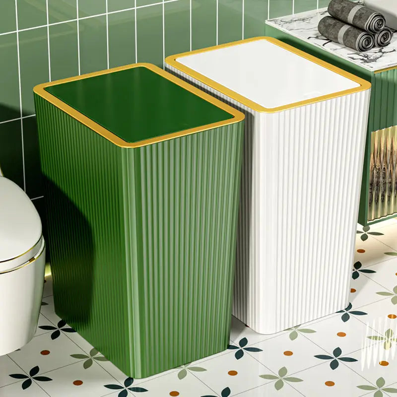 New Nordic Gold Press Trash Can Large Capacity For Kitchen Bathroom Garbage Bin Waterproof Bin With Lid Home Trash Can 12/15L