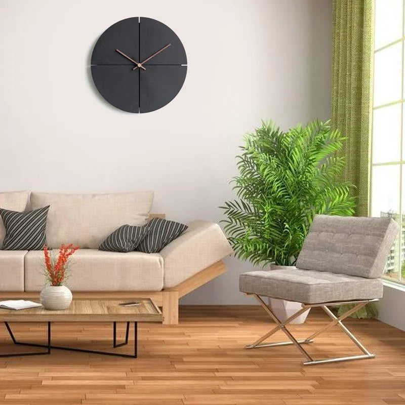 1 Uds. Reloj de pared de madera nórdico minimalista sala de estar cocina personalidad hogar negro silencioso Reloj de pared decoración del hogar