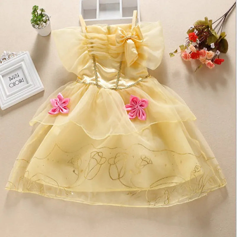 Girls Princess Dress Kids Cinderella Snow White Aurora Sofia Rapunzel Cinderella Halloween Costume Children Birthday Party Dress