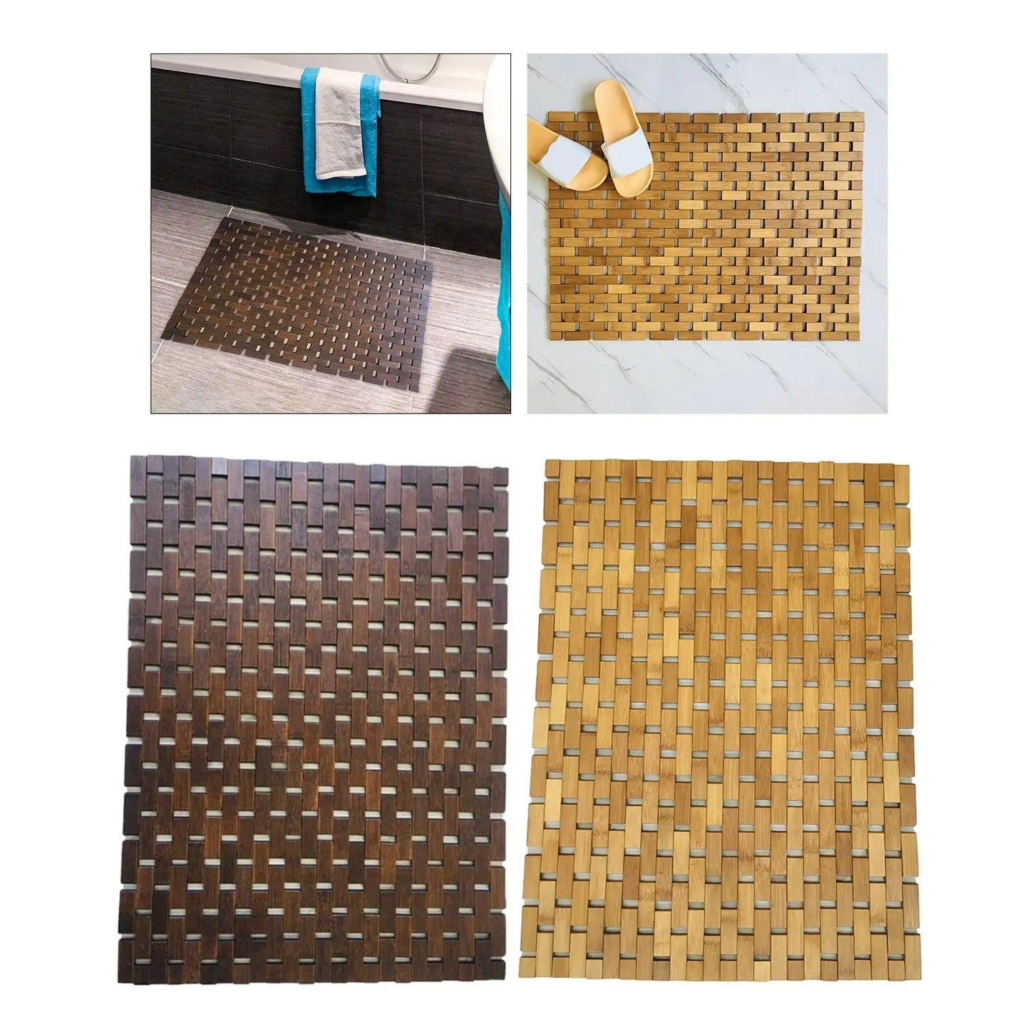 Bath Mat Non Slip Kitchen Rug, Bamboo Wood Bathroom Mat, Bathmat Floor Mat Shower for Sauna Floor Swimming  Shower Home SPA