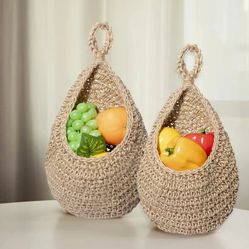 Paniers à légumes et fruits tissés à la main, articles de cuisine, paniers de rangement tissés, paniers muraux pour jouets à légumes et fruits