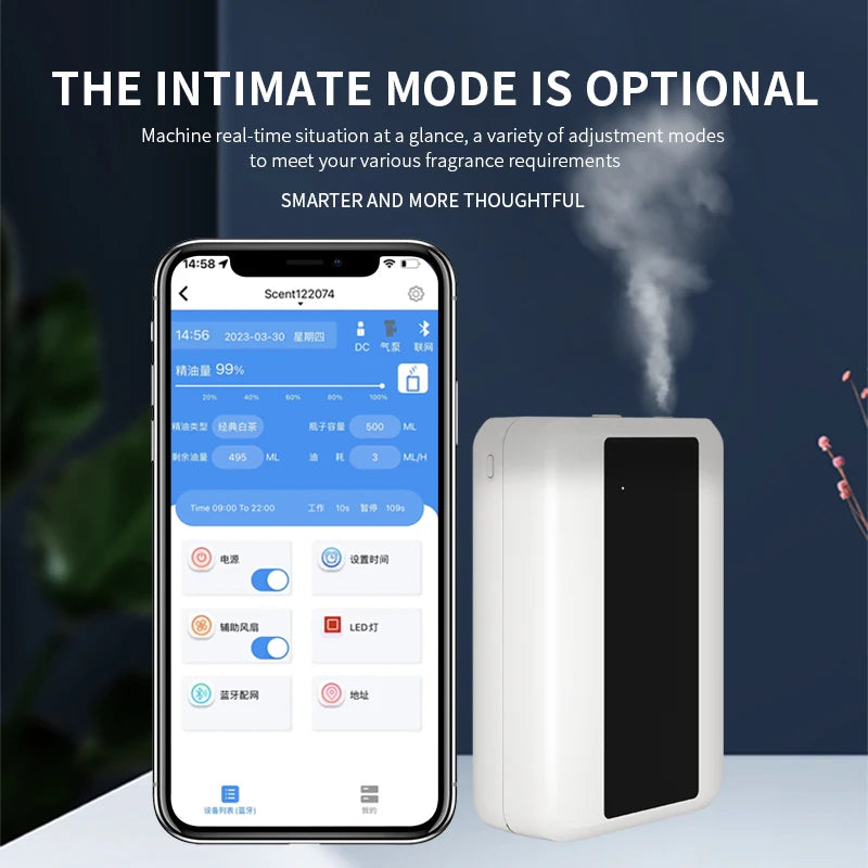 Machine automatique de parfum d'assaisonnement de diffuseur d'arome de Bluetooth WIFI pour le diffuseur d'huiles essentielles de désodorisant de maison de parfum de chambre d'hôtel