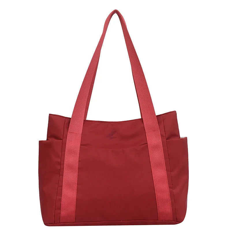 Bolso de mano de Color liso para mujer, bolso de hombro para ir al trabajo, bolso de ocio Simple para mamá, bolso de nailon de gran capacidad, novedad de 2023