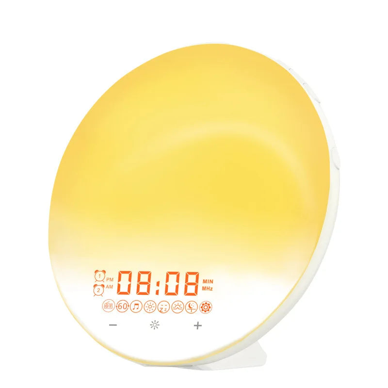 Wake Up Light Alarm Clock with Sunrise/Sunset Simulation Dual Alarms FM Radio Nightlight 7 Colors Natural Sounds Snooze