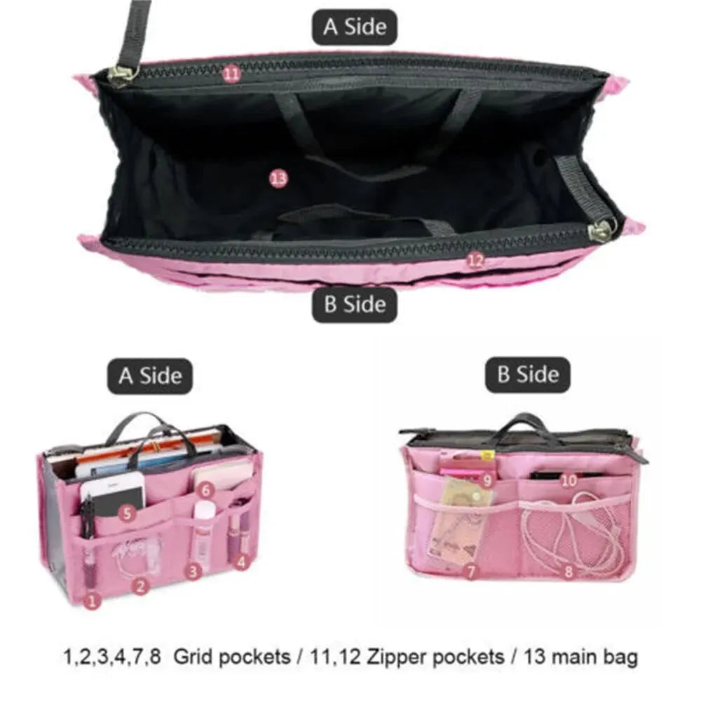 Multifunctional Bi-fold Storage Bag Double Zipper Large Capacity Storage Arrangement Makeup Toiletries Large Classification Bag