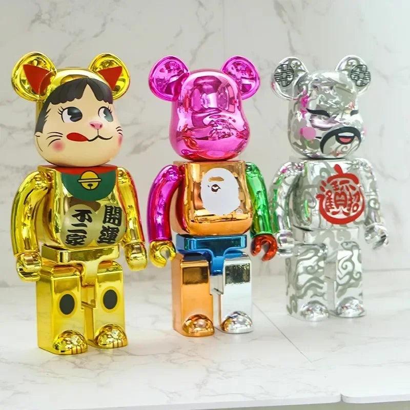 Figura de Bearbrick de 28cm, estatua de oso violento a la moda, decoración de escritorio, figurita de Bearbrick, decoración de lujo para sala de estar, 400%