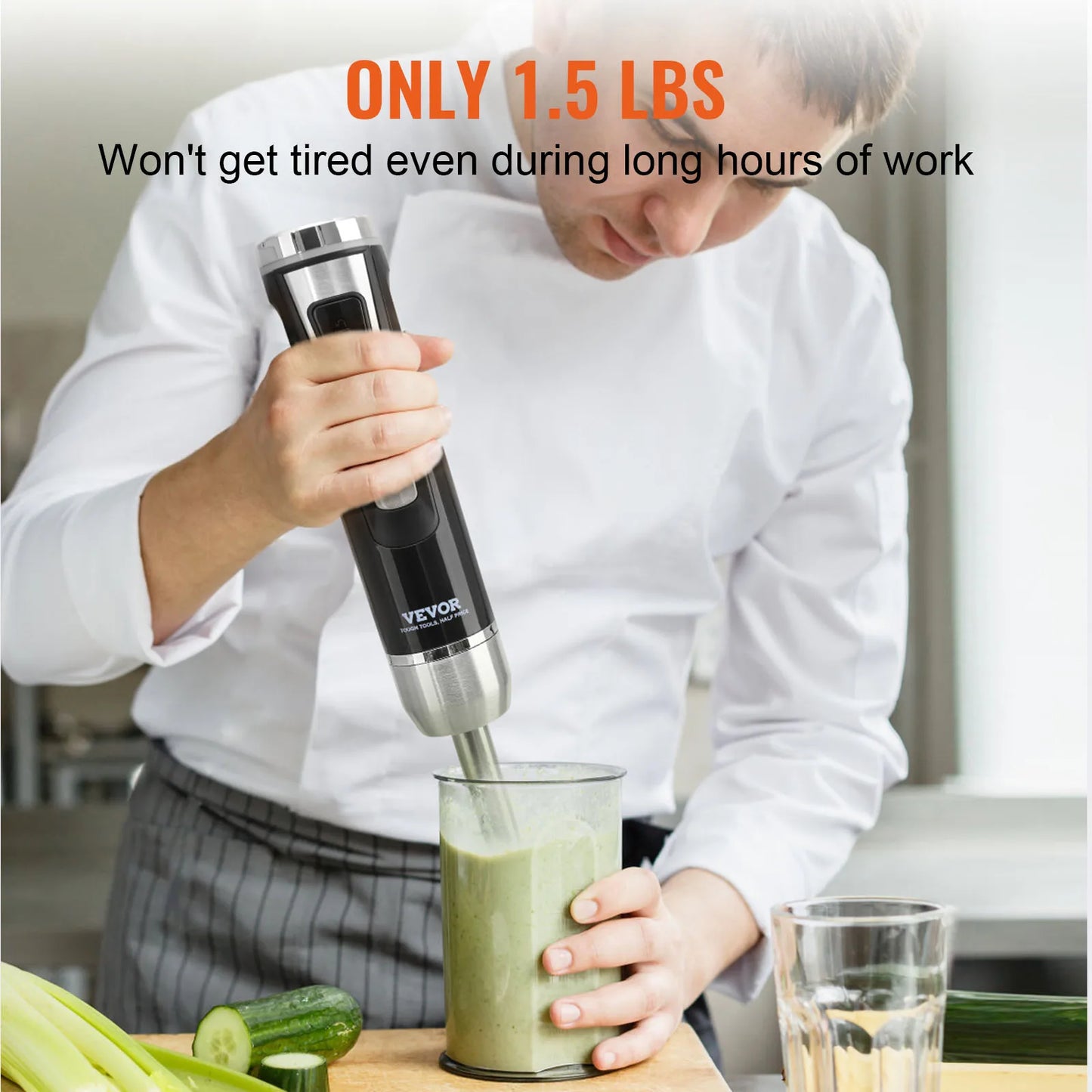 VEVOR 8/12 Speed Immersion Mini Portable Blender Handheld Mixer Machine 200W 500W  Cordless Recharge home-appliance for Kitchen