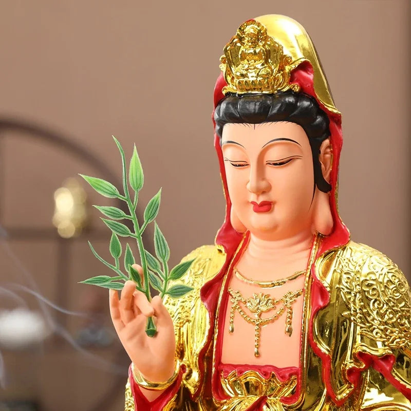 30CM/11.8 "(H) culte à domicile du Temple du bouddha Guanyin résine faite à la main Guanyin Bodhisattva ornements ménagers Nanhai Guanyin dieu