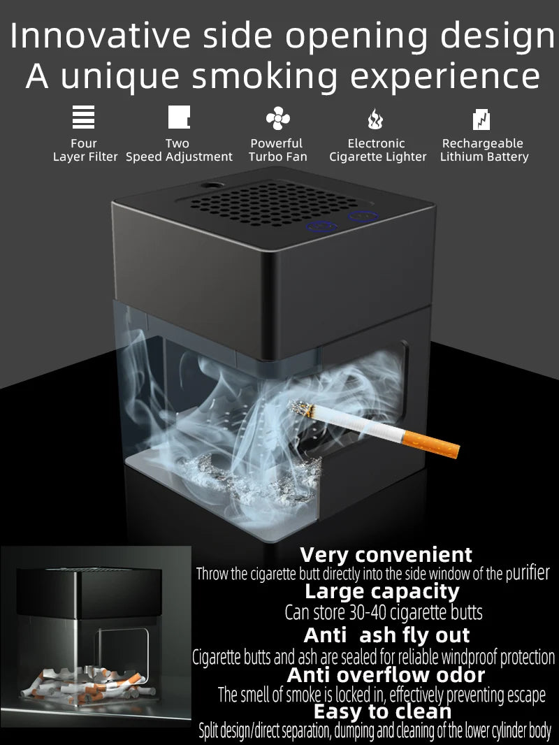 LONHOMON AP078 cendrier purificateur d'air USB charge Anti-fumée secondaire cendrier de bureau supprimer les odeurs purificateurs d'air à la maison