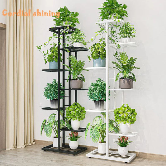 Cordlal – support brillant pour fleurs en fer, 6/7/8 couches, support pour plantes, étagère de rangement, organisateur de pots, décoration de jardin de maison