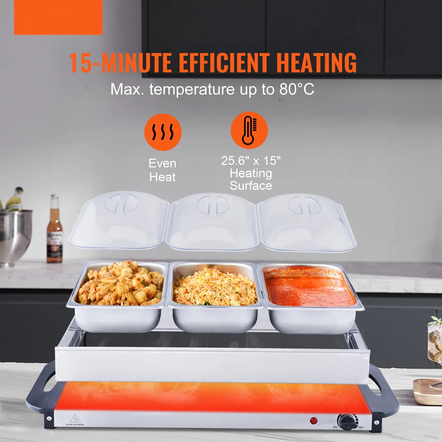 VEVOR Electric Buffet Server & Food Warmer / Electric Warming Tray, with Temp Control, Perfect for Catering, Parties, Events