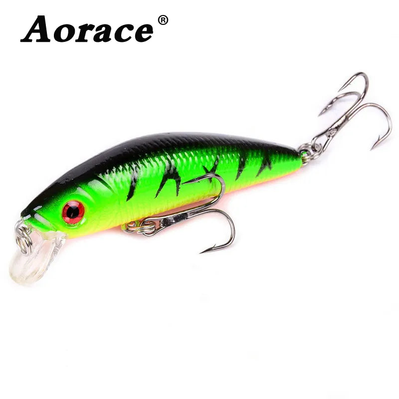 Aorace Minnow leurre de pêche 70mm 8g 3D yeux manivelle wobbler artificiel en plastique dur appât matériel de pêche