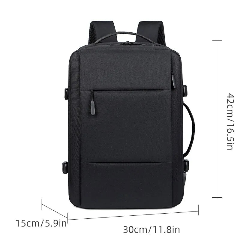 Mochila de viaje clásica para hombre, mochila de negocios, escuela, bolsa USB expandible, mochila de moda impermeable para ordenador portátil de gran capacidad