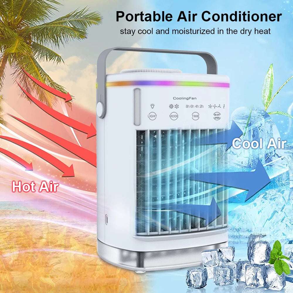 Climatiseur Portable, Mini refroidisseur d'air, USB, ventilateur de refroidissement à eau glacée, avec humidificateur, pour chambre à coucher, 700ml