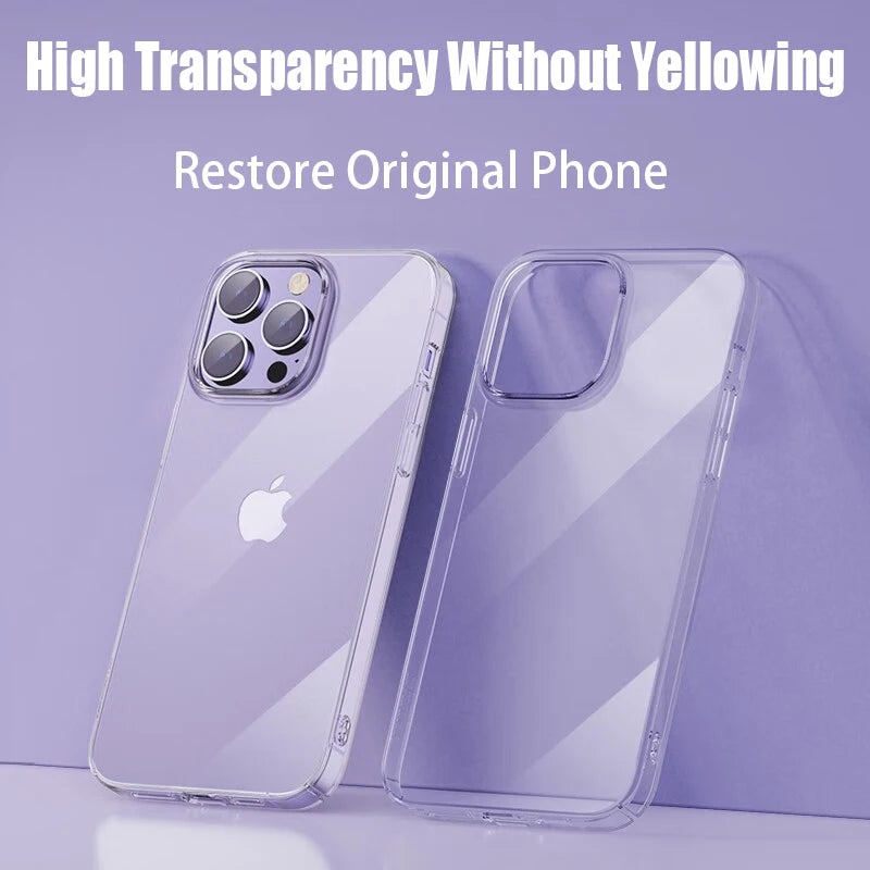 Funda de teléfono transparente para iPhone 15, 11, 12, 13, 14 Pro Max, silicona suave de TPU para iPhone X XS Max XR 8 7 Plus, funda trasera transparente