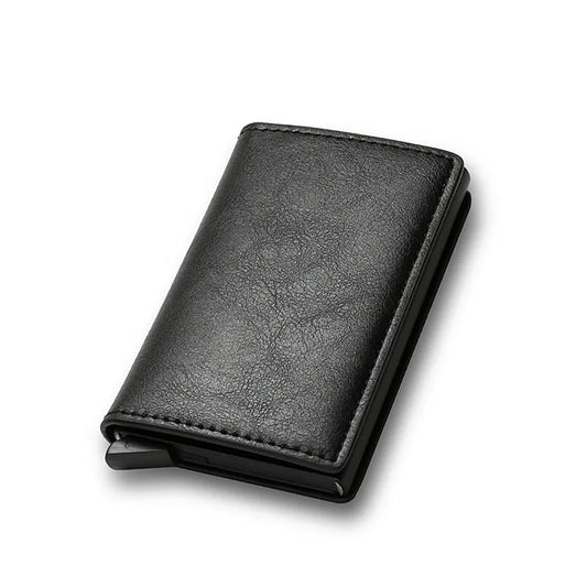 Porte-carte personnalisé Rfid noir en cuir de Fiber de carbone, portefeuille Simple, cadeau pour homme personnalisé