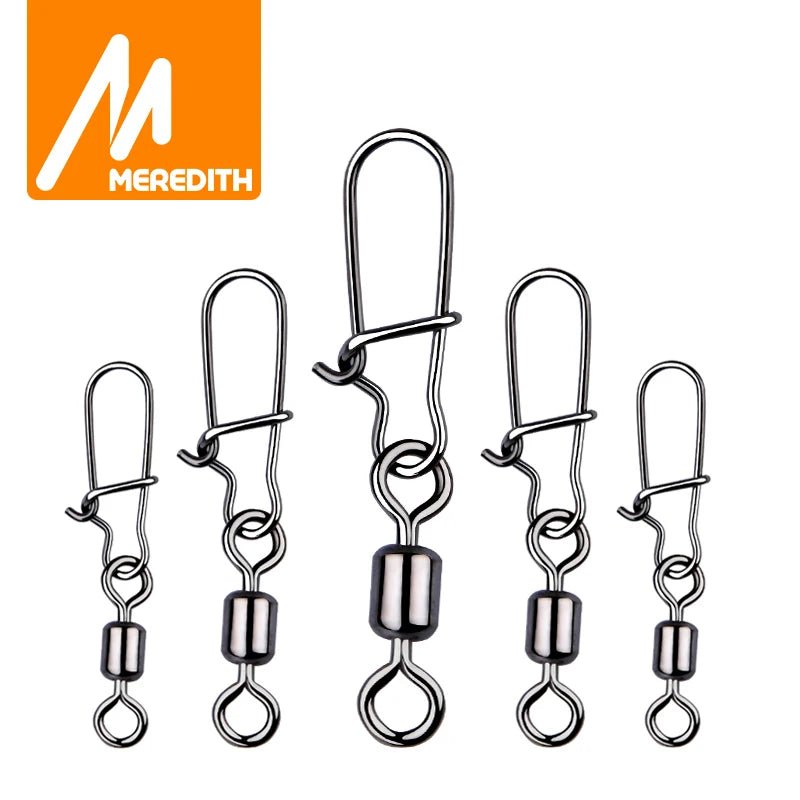 MEREDITH 50 Uds accesorios de pesca para Lucio conector Pin rodamiento giratorio de acero inoxidable señuelo para anzuelo aparejos giratorios