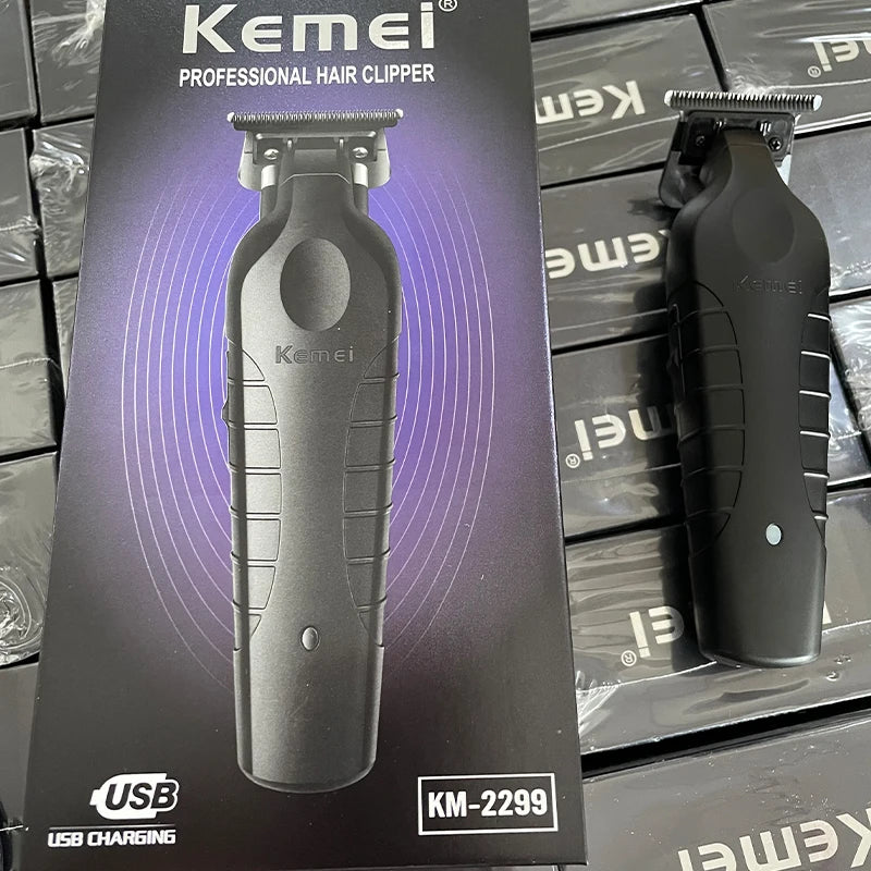 Kemei 2299 Barber Cordless Hair Trimmer 0mm Zero Gapped Carving Clipper Detailer Professional Electric Finish Cutting Machine