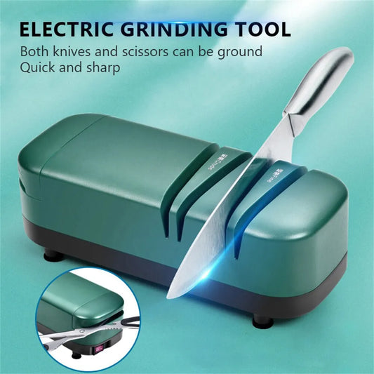 Knife Sharpener Professional Electric Knife Scissors Sharpener Home 2-Stage Kitchen Knives Sharpening System Quickly Sharpening