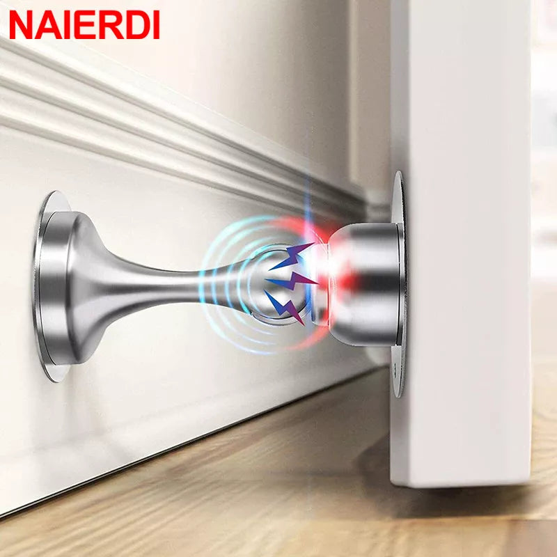 NAIERDI – butoir de porte en acier inoxydable 304, butée de porte magnétique, loquet de porte, vis sans clous pour un montage plus solide, quincaillerie de meubles