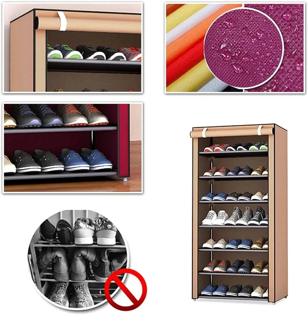 Étagère à chaussures multicouche, organisateur en tissu non tissé, support d'entrée, meuble permettant de gagner de l'espace, meubles de maison, étagère anti-poussière