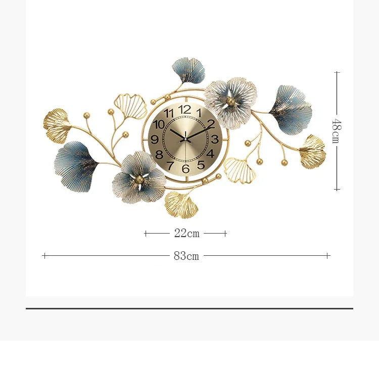 Reloj de pared creativo de lujo para sala de estar, comedor, sofá, fondo, decoración de pared del hogar, colgante de pared de hierro dorado, envío rápido grande