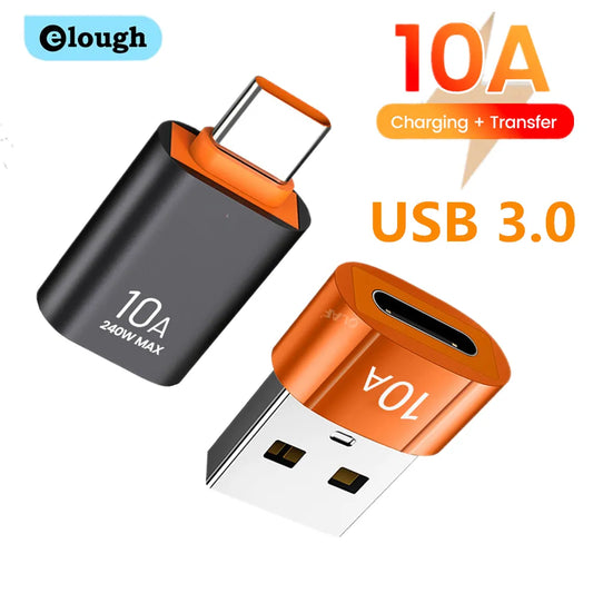 Elough 10A OTG USB 3.0 à Type C adaptateur USB C mâle à USB femelle convertisseur charge rapide OTG pour Macbook ordinateur portable Xiaomi Samsung