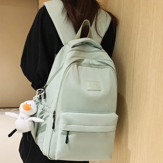 JOYPESSIE Waterproof Teenage Bookbag Nylon Rucksack Fashion Girl Backpack Women Shoulder Bag High School Schoolbag Black Mochila