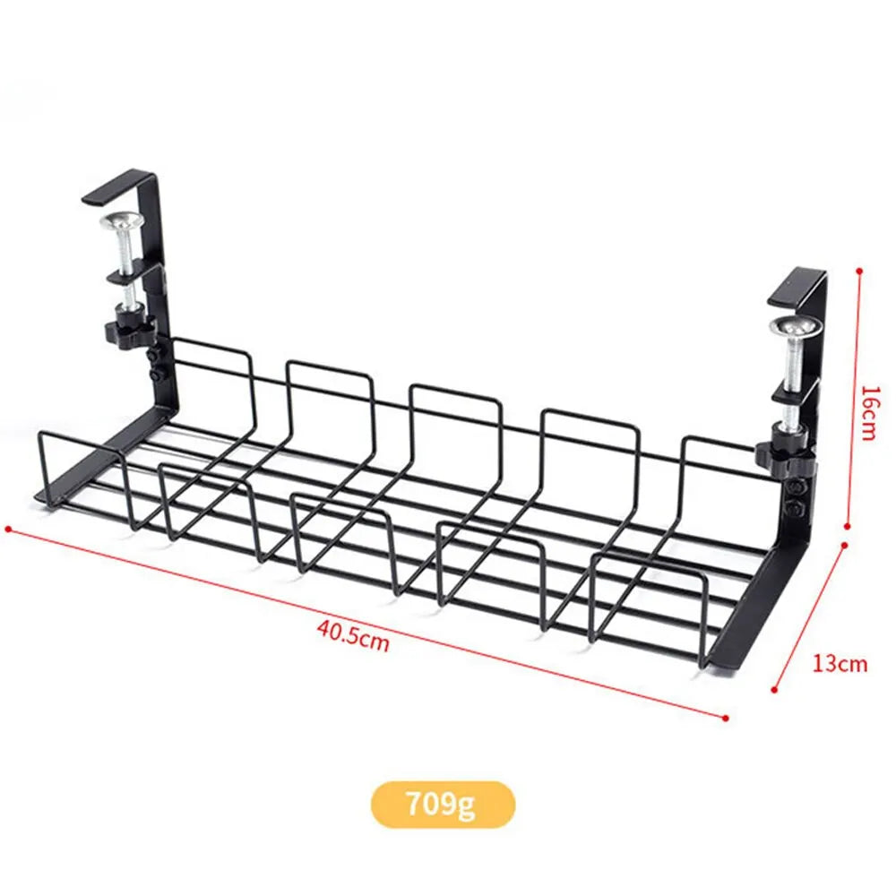 Estante de almacenamiento debajo de la Mesa, bandeja de gestión de cables de Metal, organizador de cables para escritorio de oficina en casa, accesorios de almacenamiento de cocina sin perforación