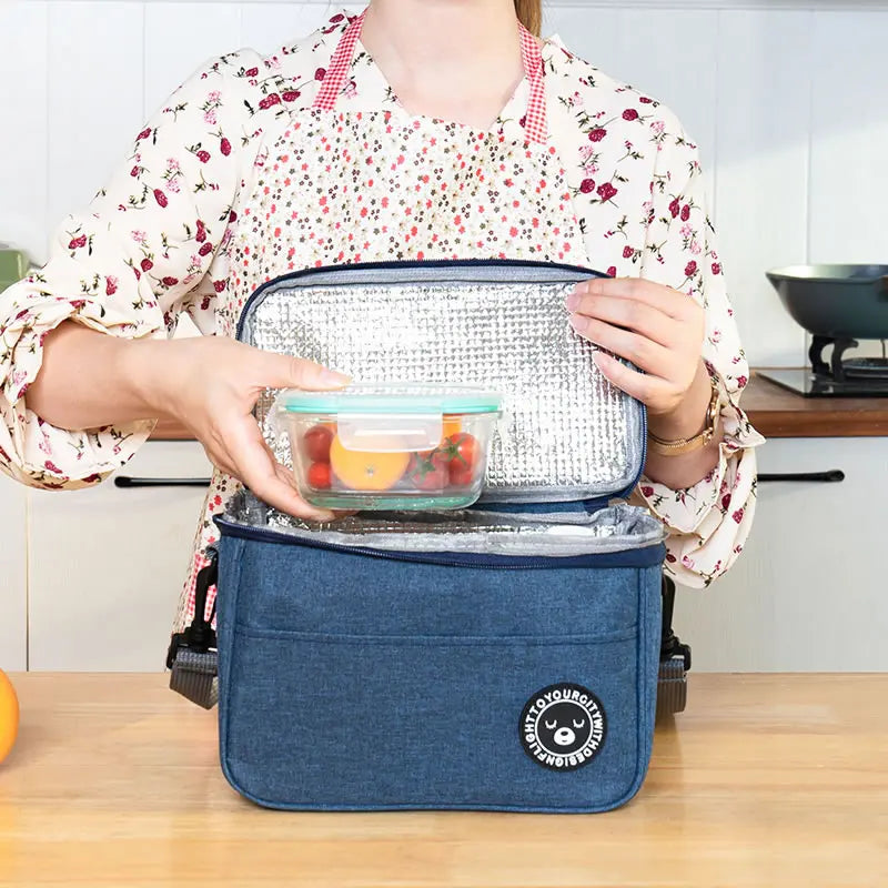 Bolsa de almuerzo portátil, caja térmica para alimentos, duradera, resistente al agua, refrigerador de oficina, lonchera con correa para el hombro, bolsa de Picnic para parejas, Unisex